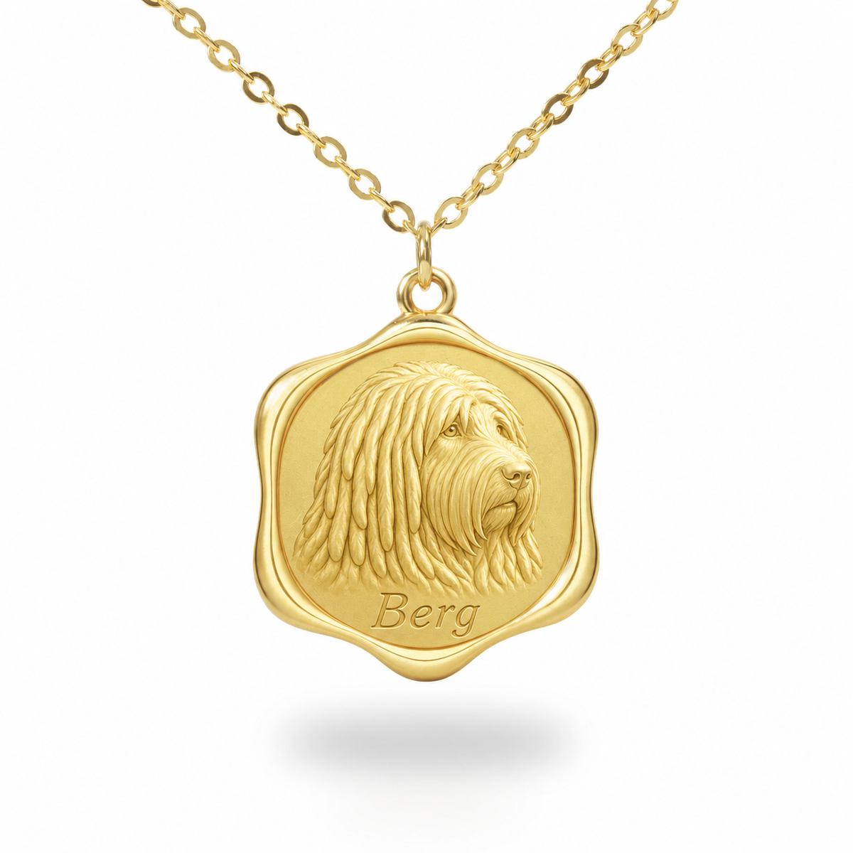 Soulyshine Bergamasco Sheepdog Precious Paw personalized pet photo necklace - 18K Gold Vermeil front
