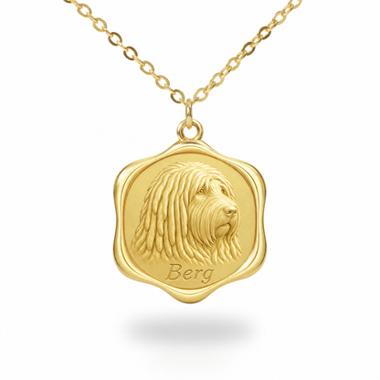 Soulyshine Bergamasco Sheepdog Precious Paw personalized pet photo necklace - 18K Gold Vermeil front