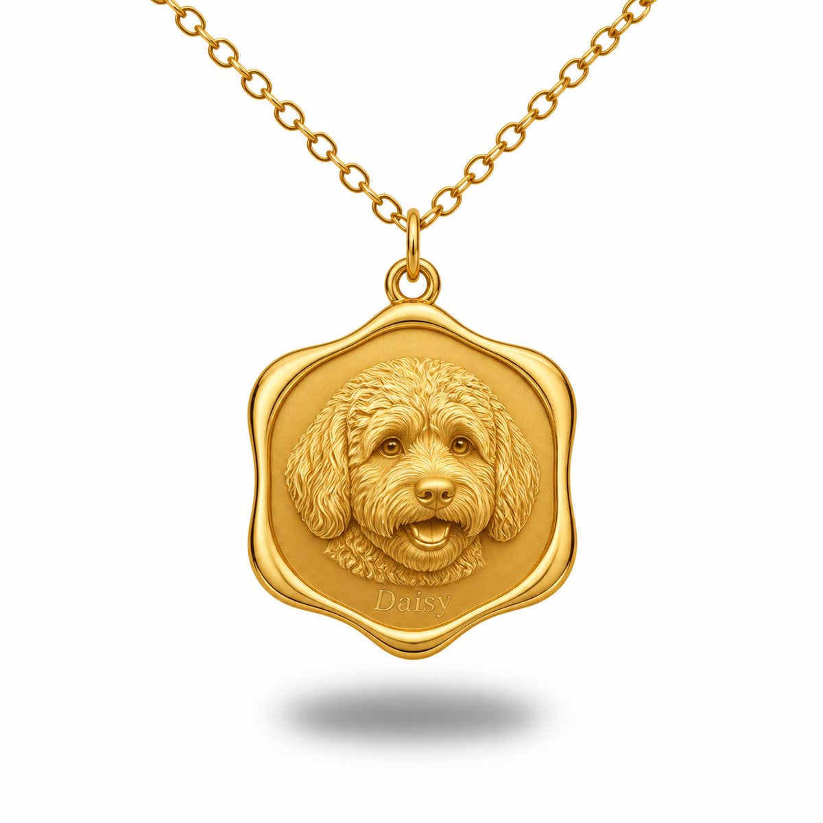 Soulyshine Bernedoodle Precious Paw personalized pet photo necklace - 18K Gold Vermeil front