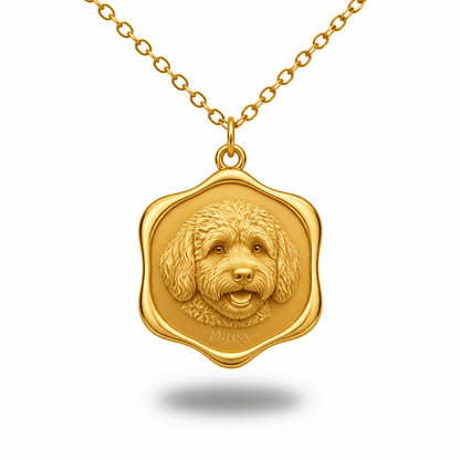 Soulyshine Bernedoodle Precious Paw personalized pet photo necklace - 18K Gold Vermeil front