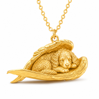 Soulyshine Bernedoodle The Sleeping Angel – Personalized Pet Necklace - 18K Gold Vermeil front
