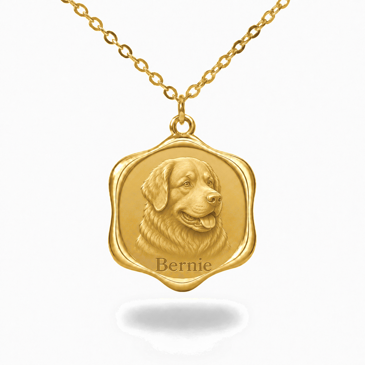 Soulyshine Bernese Mountain Dog Precious Paw personalized pet photo necklace - 18K Gold Vermeil front