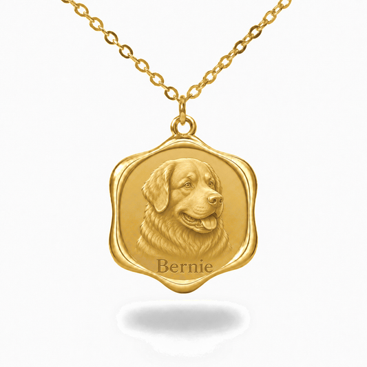 Soulyshine Bernese Mountain Dog Precious Paw personalized pet photo necklace - 18K Gold Vermeil front