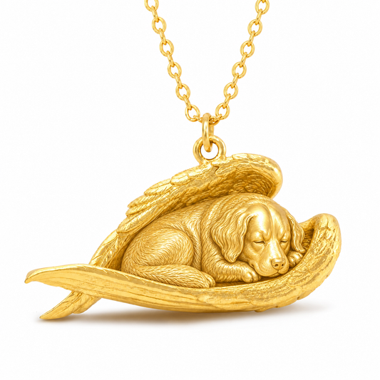 Soulyshine Bernese Mountain Dog The Sleeping Angel – Personalized Pet Necklace - 18K Gold Vermeil front