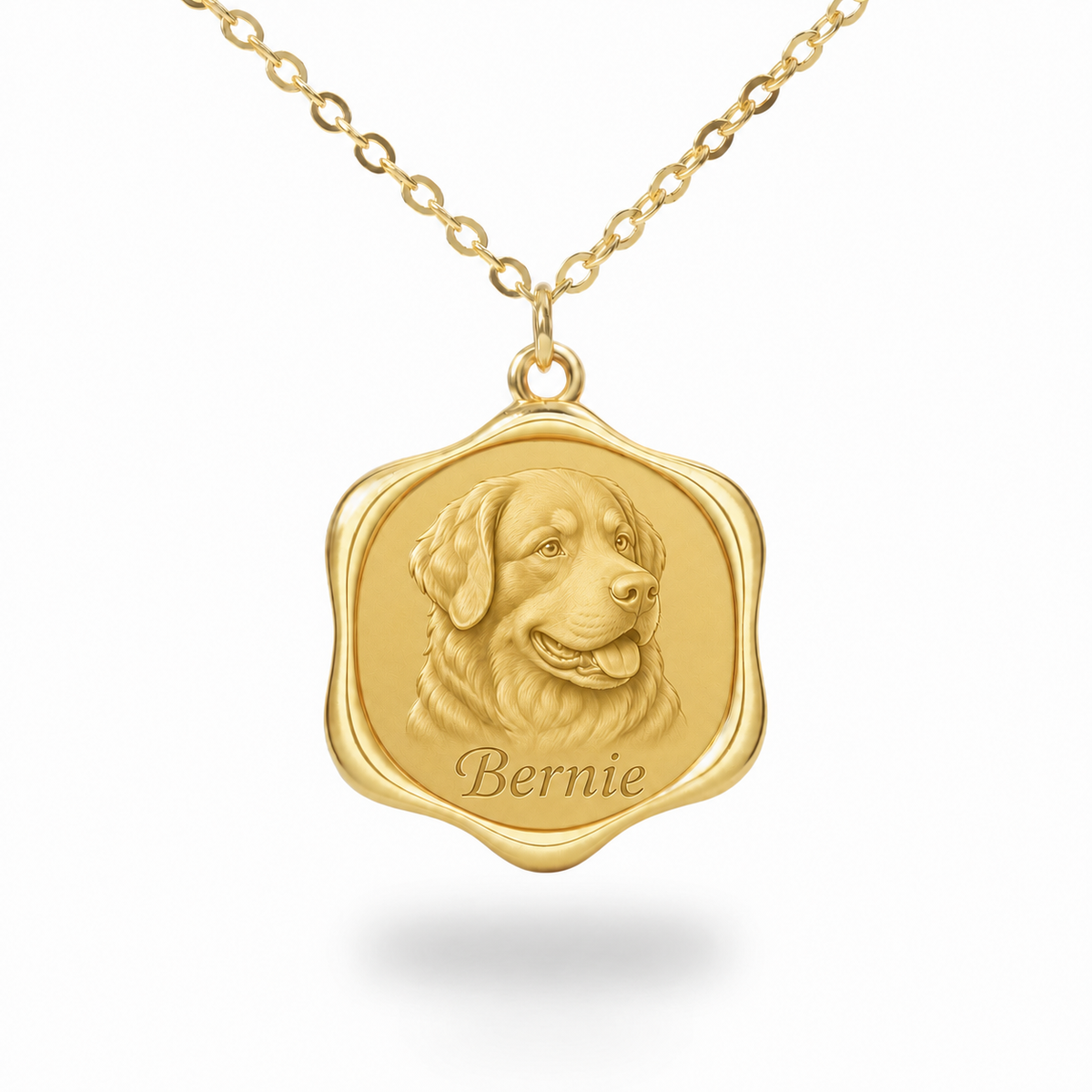 Soulyshine Bernese Mountain Dog Precious Paw personalized pet photo necklace - 18K Gold Vermeil front