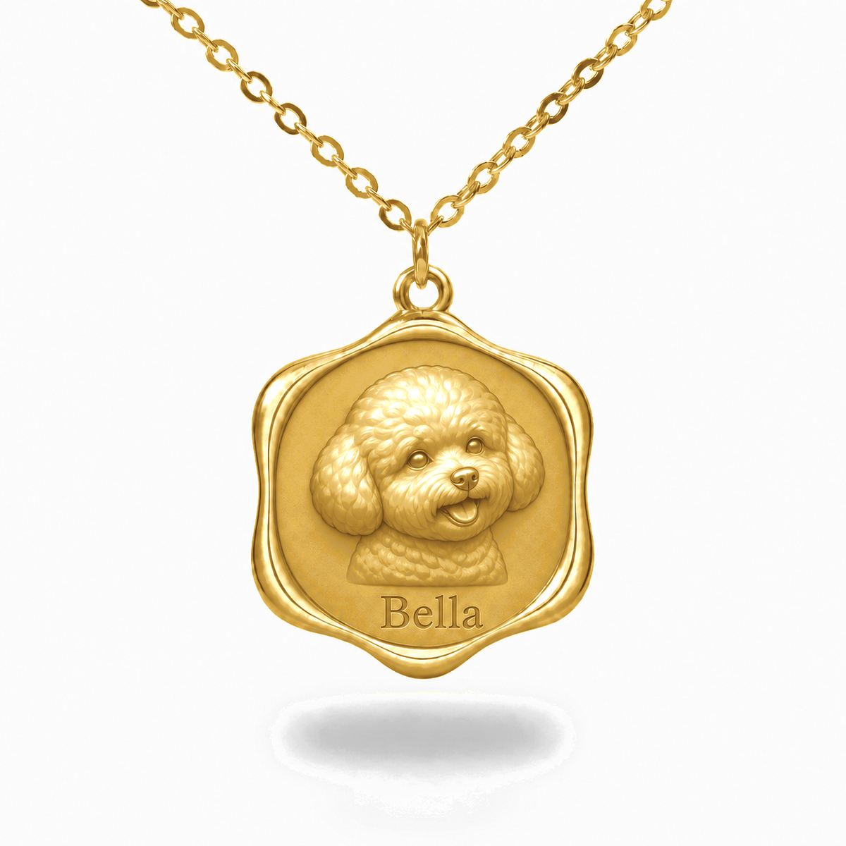 Soulyshine Bichon Frise Precious Paw personalized pet photo necklace - 18K Gold Vermeil front