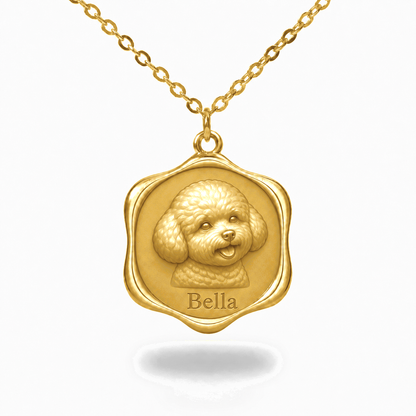 Soulyshine Bichon Frise Precious Paw personalized pet photo necklace - 18K Gold Vermeil front