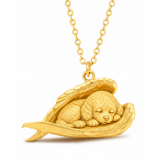 Soulyshine Bichon Frise The Sleeping Angel – Personalized Pet Necklace - 18K Gold Vermeil front
