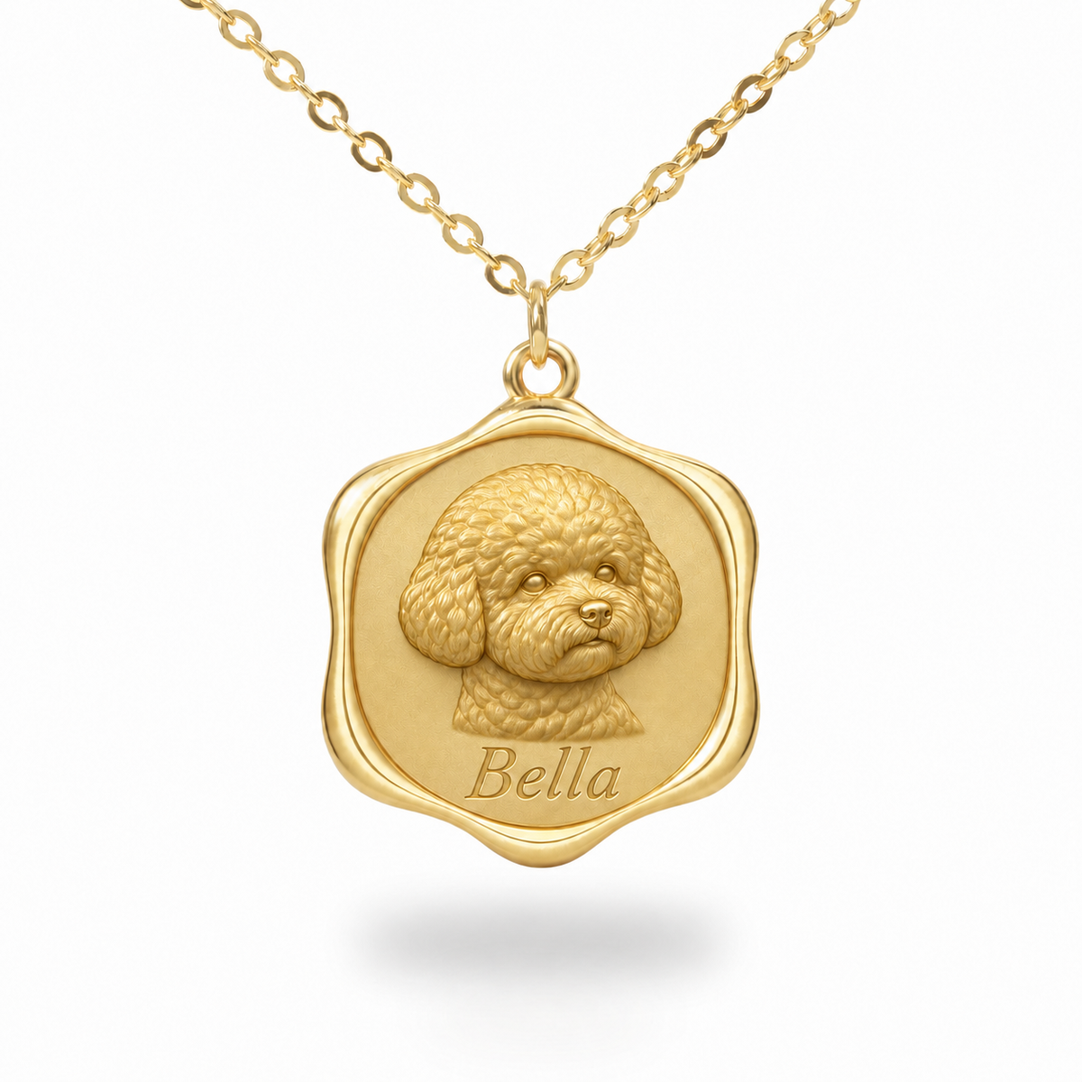 Soulyshine Bichon Frise Precious Paw personalized pet photo necklace - 18K Gold Vermeil front