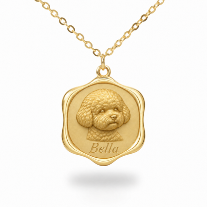 Soulyshine Bichon Frise Precious Paw personalized pet photo necklace - 18K Gold Vermeil front