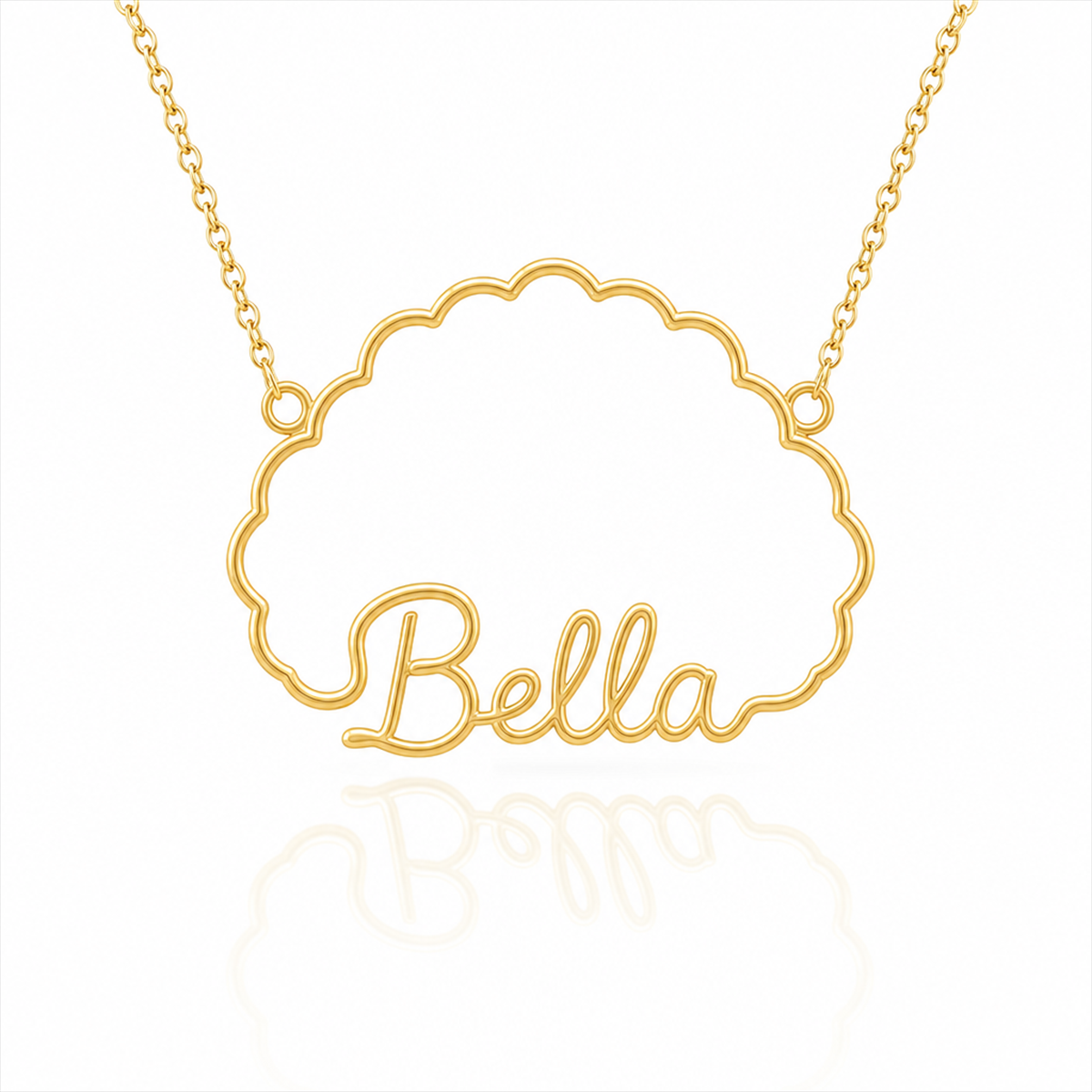 Soulyshine Bichon Frise personalized outline pet face and name necklace in gold