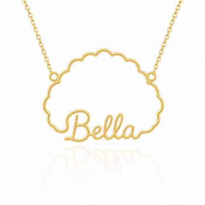 Soulyshine Bichon Frise personalized outline pet face and name necklace in gold
