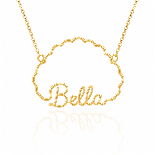 Soulyshine Bichon Frise personalized outline pet face and name necklace in gold