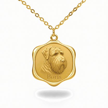 Soulyshine Black Russian Terrier Precious Paw personalized pet photo necklace - 18K Gold Vermeil front