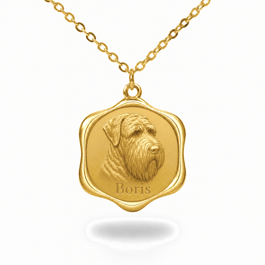 Soulyshine Black Russian Terrier Precious Paw personalized pet photo necklace - 18K Gold Vermeil front