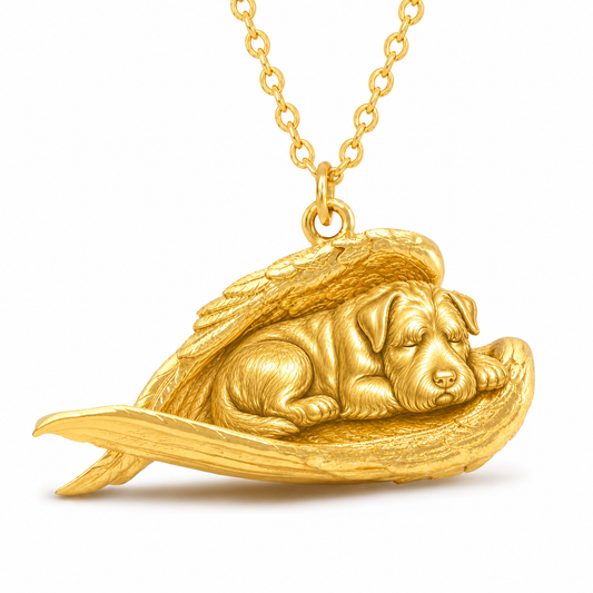 Soulyshine Black Russian Terrier The Sleeping Angel – Personalized Pet Necklace - 18K Gold Vermeil front