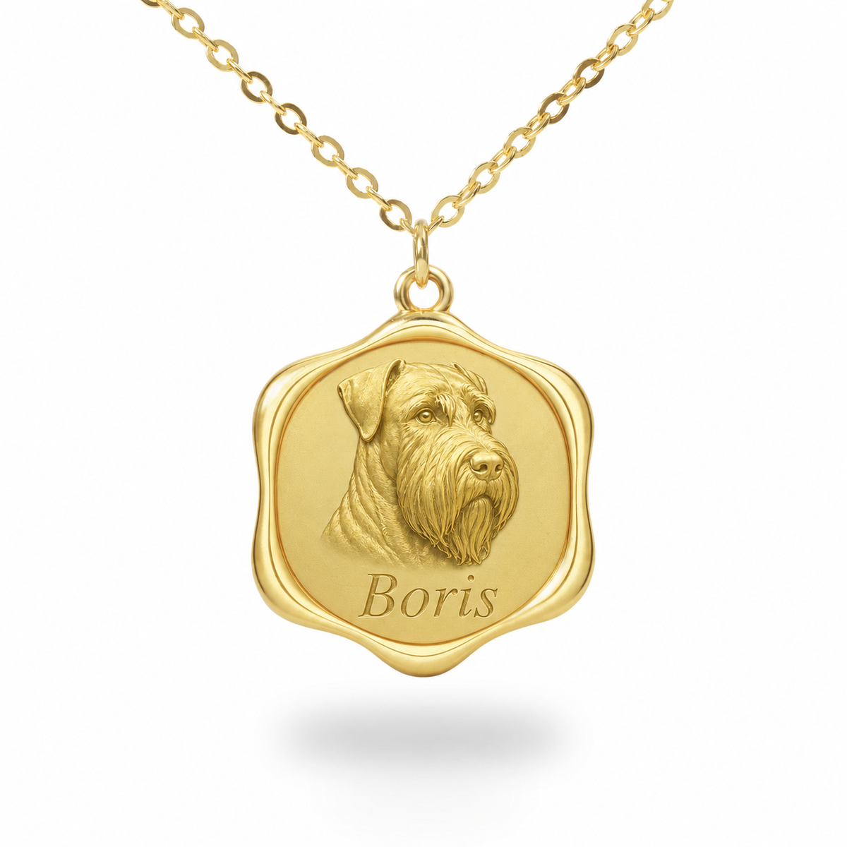 Soulyshine Black Russian Terrier Precious Paw personalized pet photo necklace - 18K Gold Vermeil front