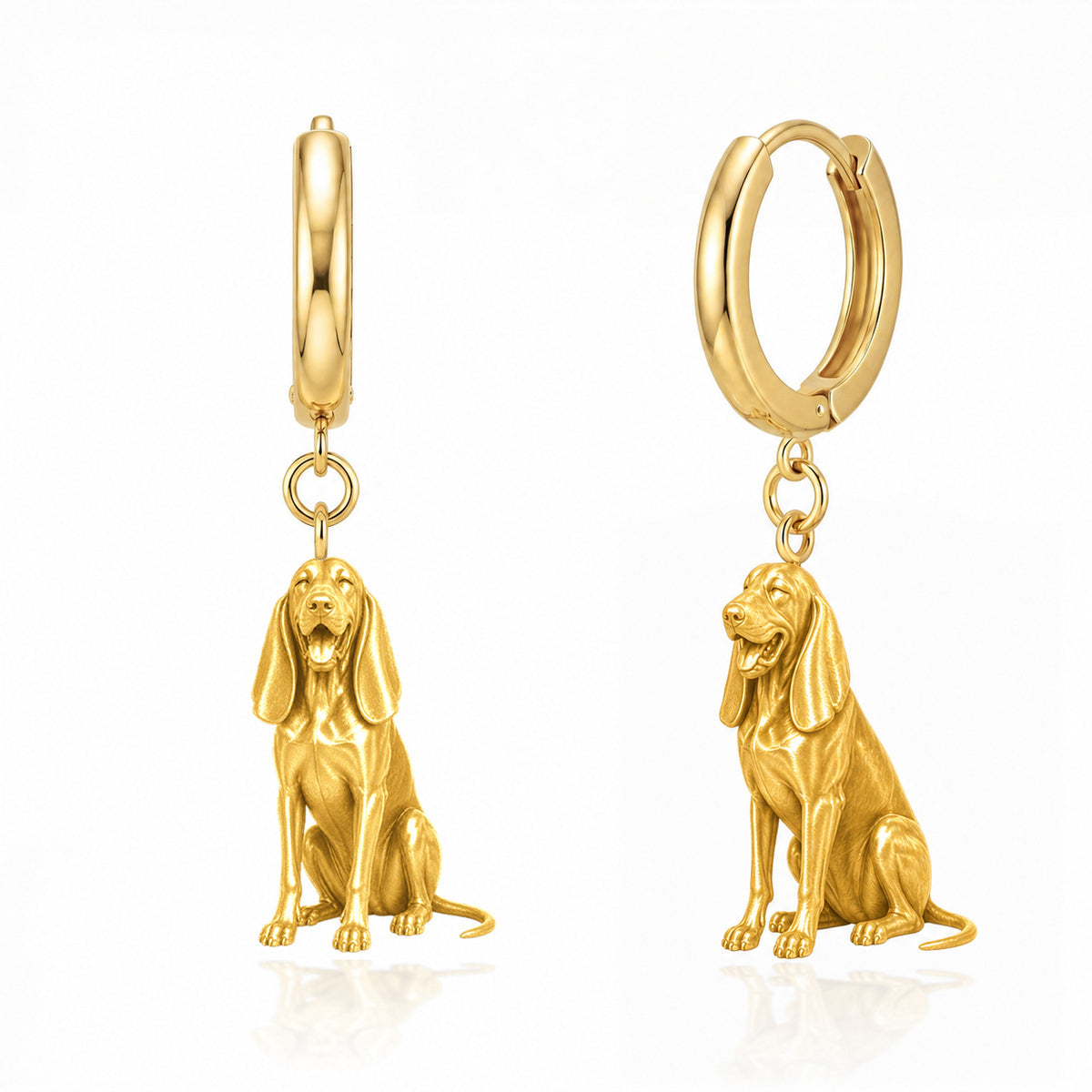 Black and Tan Coonhound personalized companion handcrafted huggie earrings