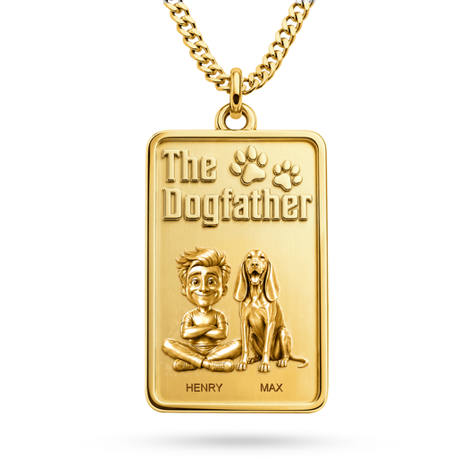 The Dogfather Black and Tan Coonhound personalized necklace