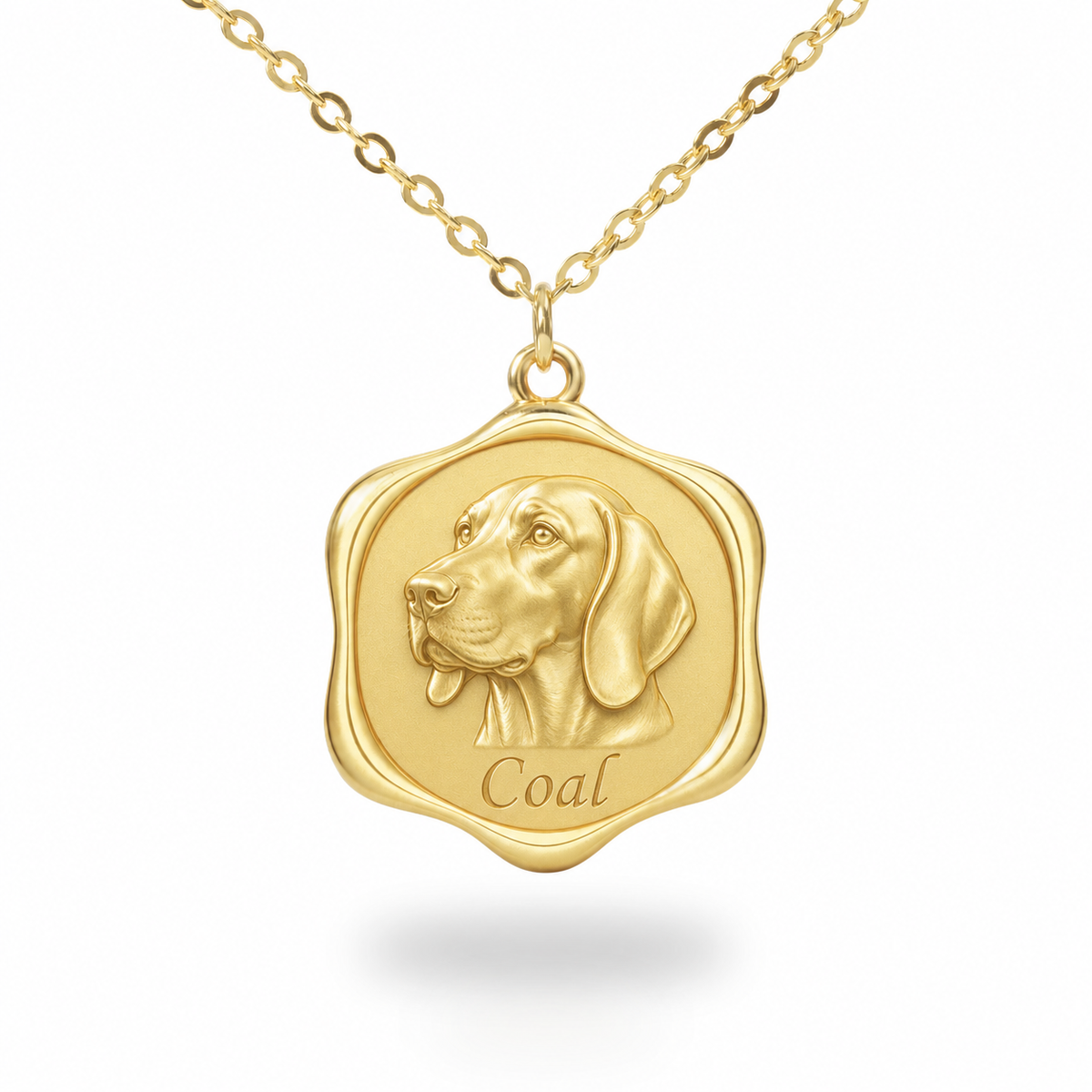 Soulyshine Black and Tan Coonhound Precious Paw personalized pet photo necklace - 18K Gold Vermeil front