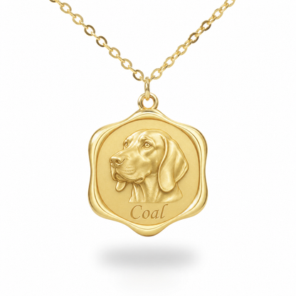 Soulyshine Black and Tan Coonhound Precious Paw personalized pet photo necklace - 18K Gold Vermeil front