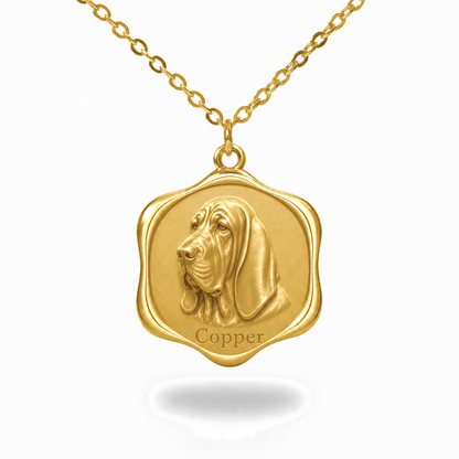 Soulyshine Bloodhound Precious Paw personalized pet photo necklace - 18K Gold Vermeil front