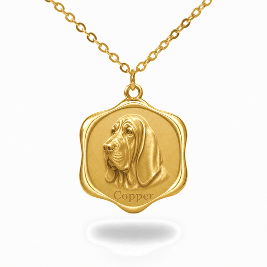 Soulyshine Bloodhound Precious Paw personalized pet photo necklace - 18K Gold Vermeil front