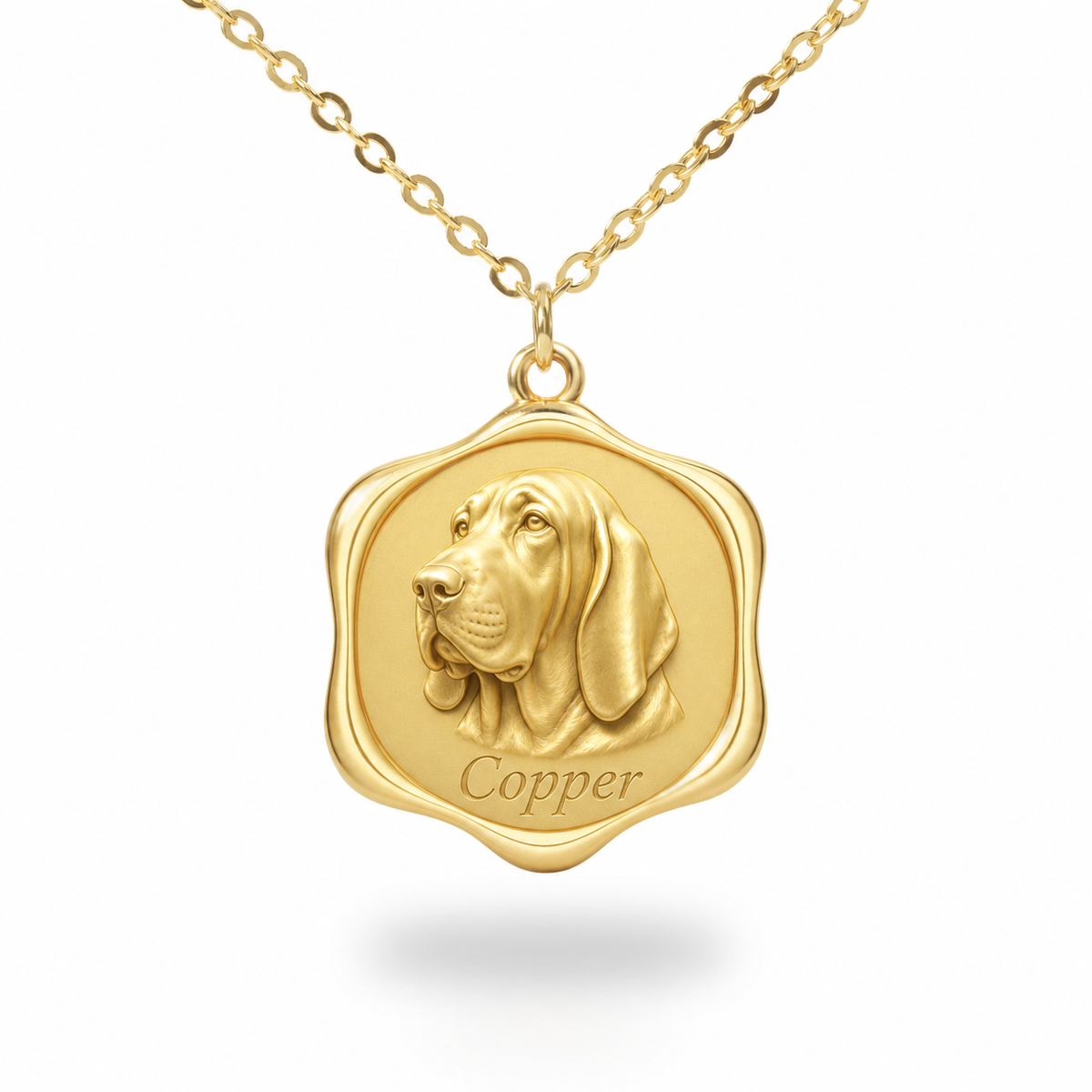 Soulyshine Bloodhound Precious Paw personalized pet photo necklace - 18K Gold Vermeil front
