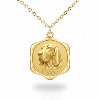 Soulyshine Bloodhound Precious Paw personalized pet photo necklace - 18K Gold Vermeil front