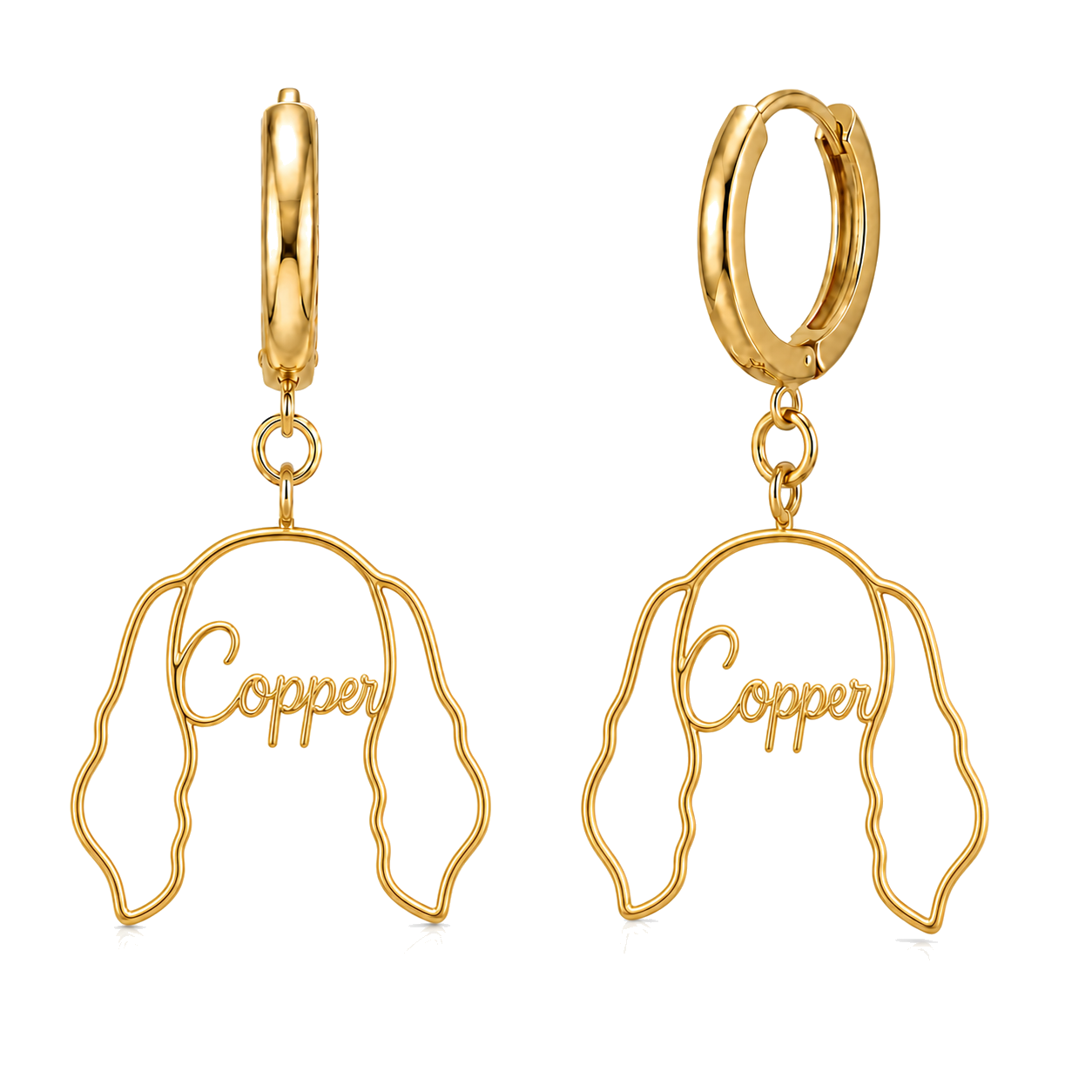 Bloodhound Copper personalized pet face earrings