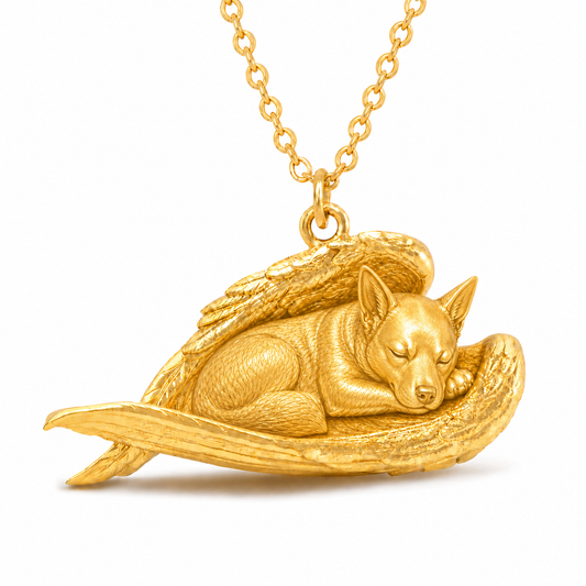 Soulyshine Blue Heeler The Sleeping Angel – Personalized Pet Necklace - 18K Gold Vermeil front