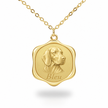 Soulyshine Blue Picardy Spaniel Precious Paw personalized pet photo necklace - 18K Gold Vermeil front