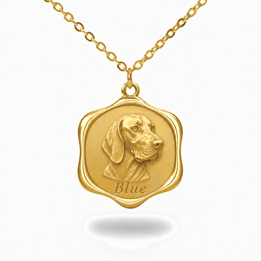 Soulyshine Bluetick Coonhound Precious Paw personalized pet photo necklace - 18K Gold Vermeil front