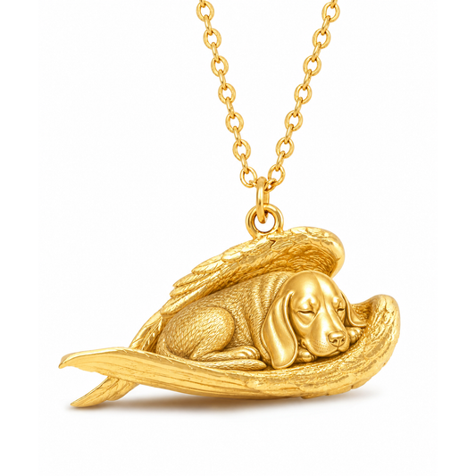Soulyshine Bluetick Coonhound The Sleeping Angel – Personalized Pet Necklace - 18K Gold Vermeil front