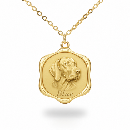 Soulyshine Bluetick Coonhound Precious Paw personalized pet photo necklace - 18K Gold Vermeil front