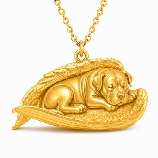 Soulyshine Boerboel The Sleeping Angel – Personalized Pet Necklace - 18K Gold Vermeil front