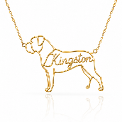 Soulyshine Boerboel personalized dog silhouette name necklace in gold - Kingston design
