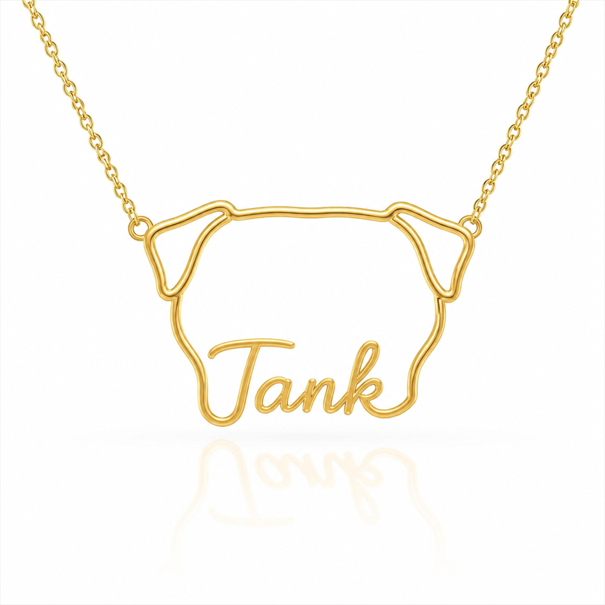 Soulyshine Boerboel personalized outline pet face and name necklace in gold