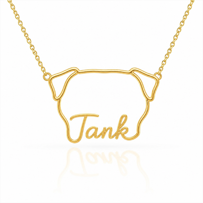 Soulyshine Boerboel personalized outline pet face and name necklace in gold