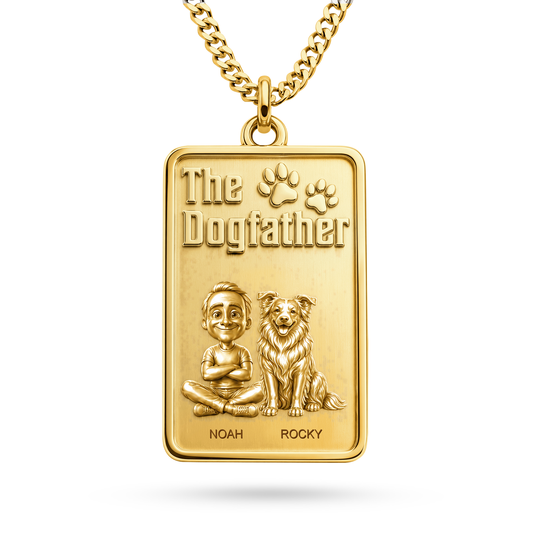 The Dogfather Border Collie rough coat Personalized Necklace