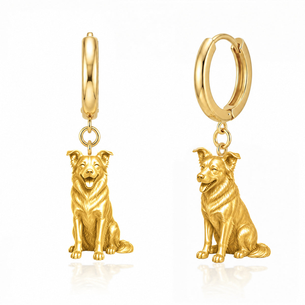 Border Collie smooth coat personalized companion handcrafted huggie earrings