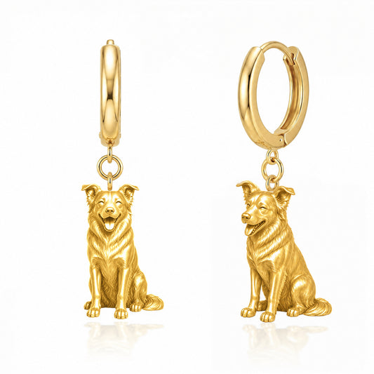 Border Collie smooth coat personalized companion handcrafted huggie earrings