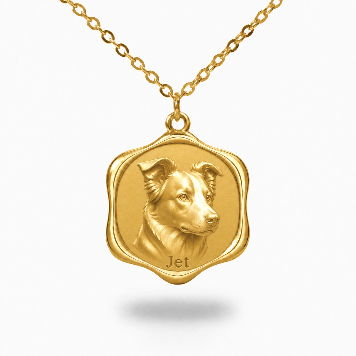 Soulyshine Border Collie - smooth coat Precious Paw personalized pet photo necklace - 18K Gold Vermeil front