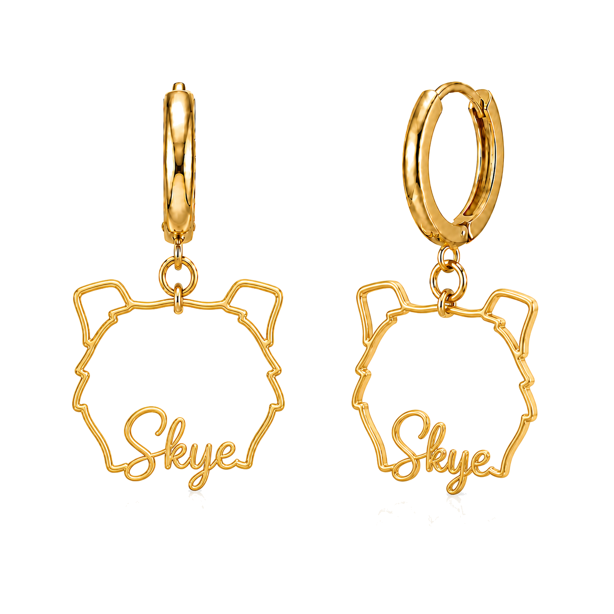 Border Collie smooth coat Skye personalized pet face earrings