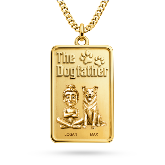 The Dogfather Border Collie smooth coat Personalized Necklace