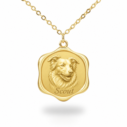 Soulyshine Border Collie Precious Paw personalized pet photo necklace - 18K Gold Vermeil front