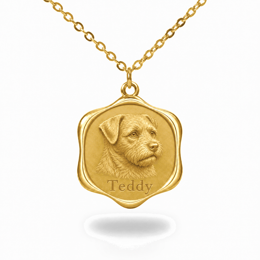 Soulyshine Border Terrier Precious Paw personalized pet photo necklace - 18K Gold Vermeil front