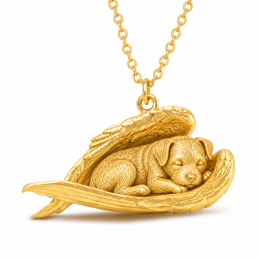 Soulyshine Border Terrier The Sleeping Angel – Personalized Pet Necklace - 18K Gold Vermeil front