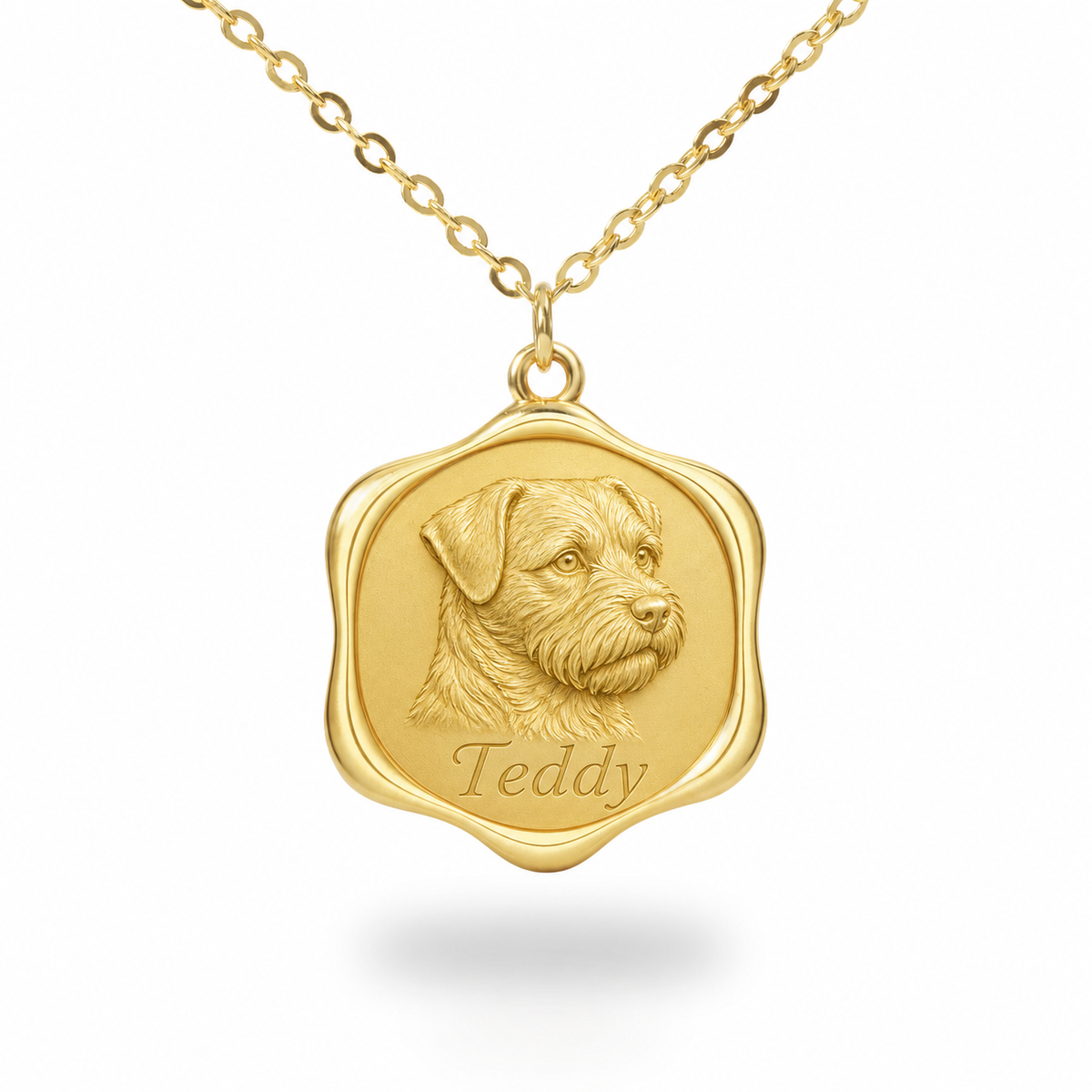 Soulyshine Border Terrier Precious Paw personalized pet photo necklace - 18K Gold Vermeil front