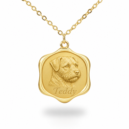 Soulyshine Border Terrier Precious Paw personalized pet photo necklace - 18K Gold Vermeil front